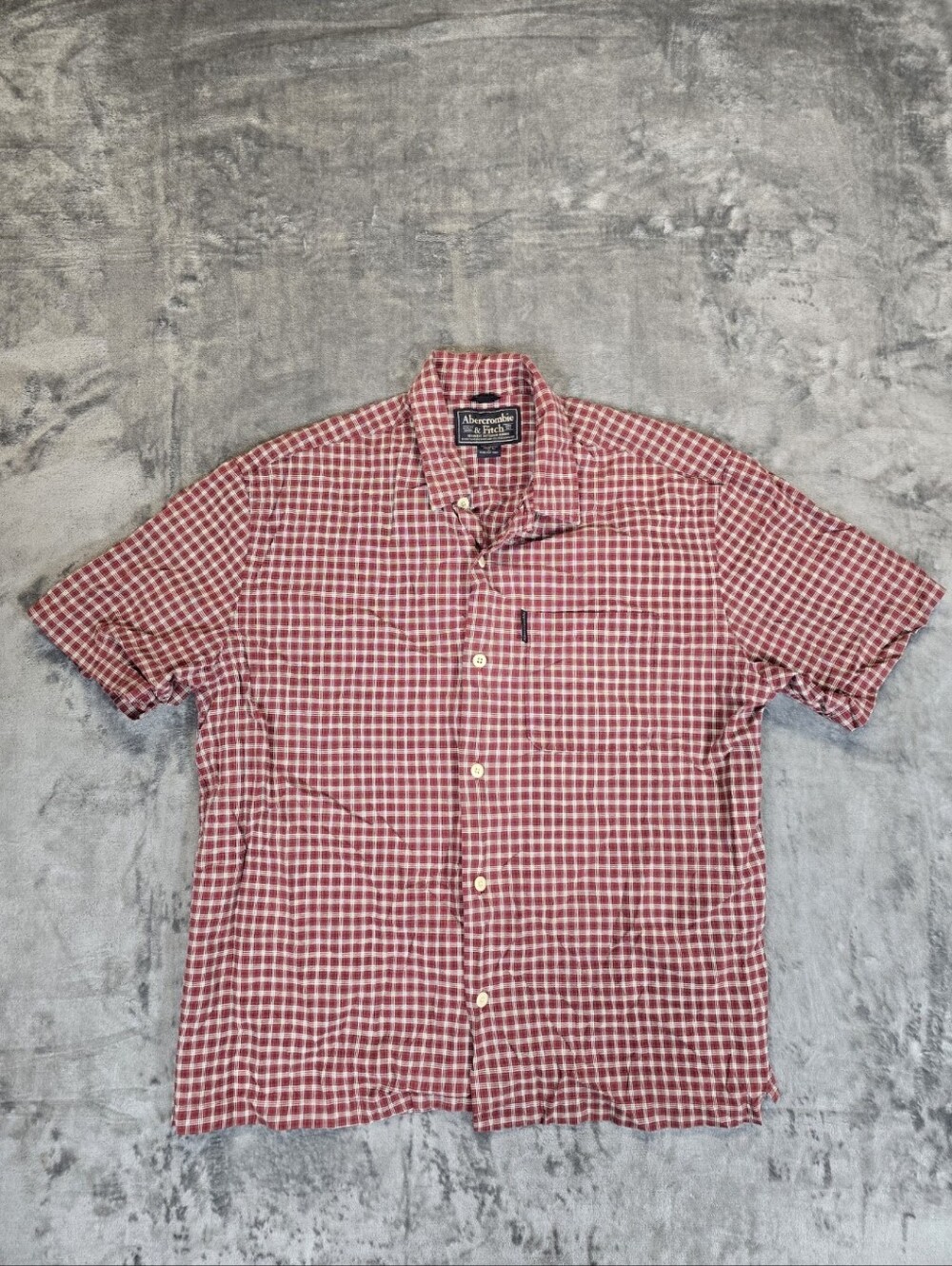 Abercrombie & Fitch Red Plaid Button Up Shirt Size Large Check Gingham